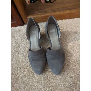 Eileen Fisher wedge d'orsay pump sz 8 excellent condition grey suede